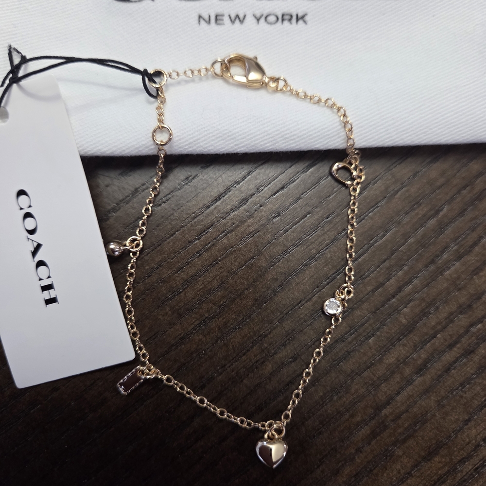Coach Gold Charm Bracelet New With Dusty - Picture 3 of 7